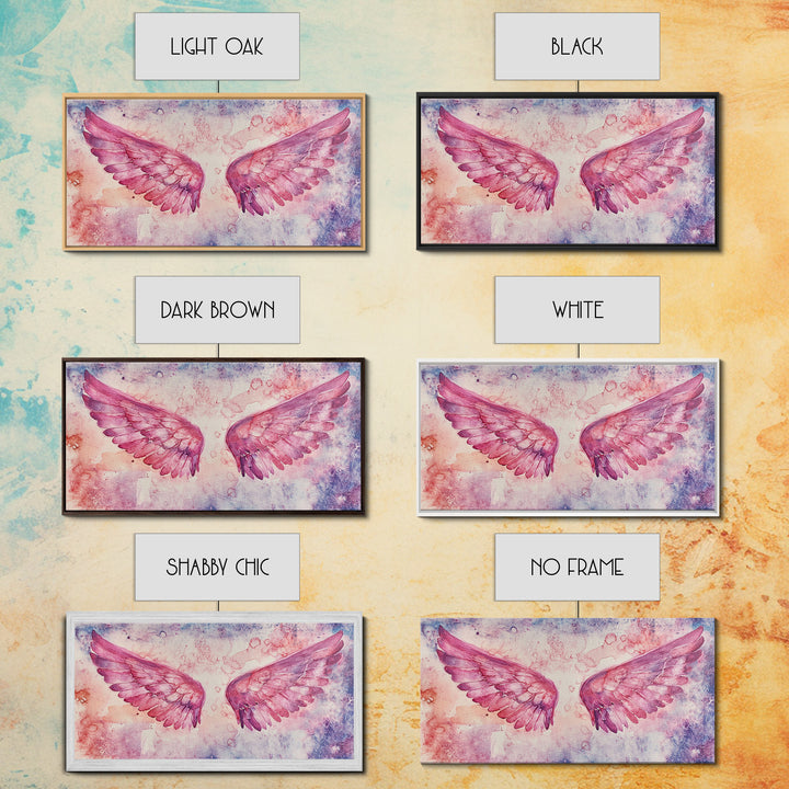 Angel Wings Canvas Print Dark Angels Wall Art Pink Abstract Art Light Pink Wall Art Moody Artwork Whimsical Art Bedroom Decor