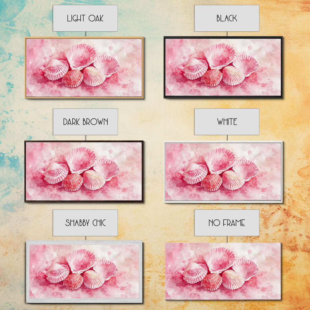 Coastal Shell Canvas Print | Pink Coastal Cowgirl Wall Art | Nautical Inspired Decor | Beach Themed Framed Artwork | Living Room Art