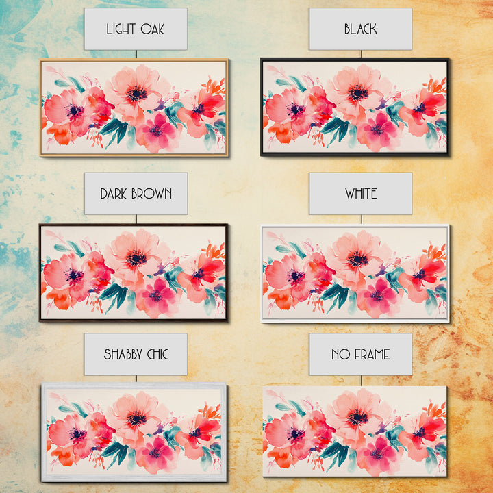 Bright Wildflower Canvas Print | Pink Orange Botanical Art | Nature Inspired Wall Decor | Living Room Framed Artwork | Unique Gift Idea