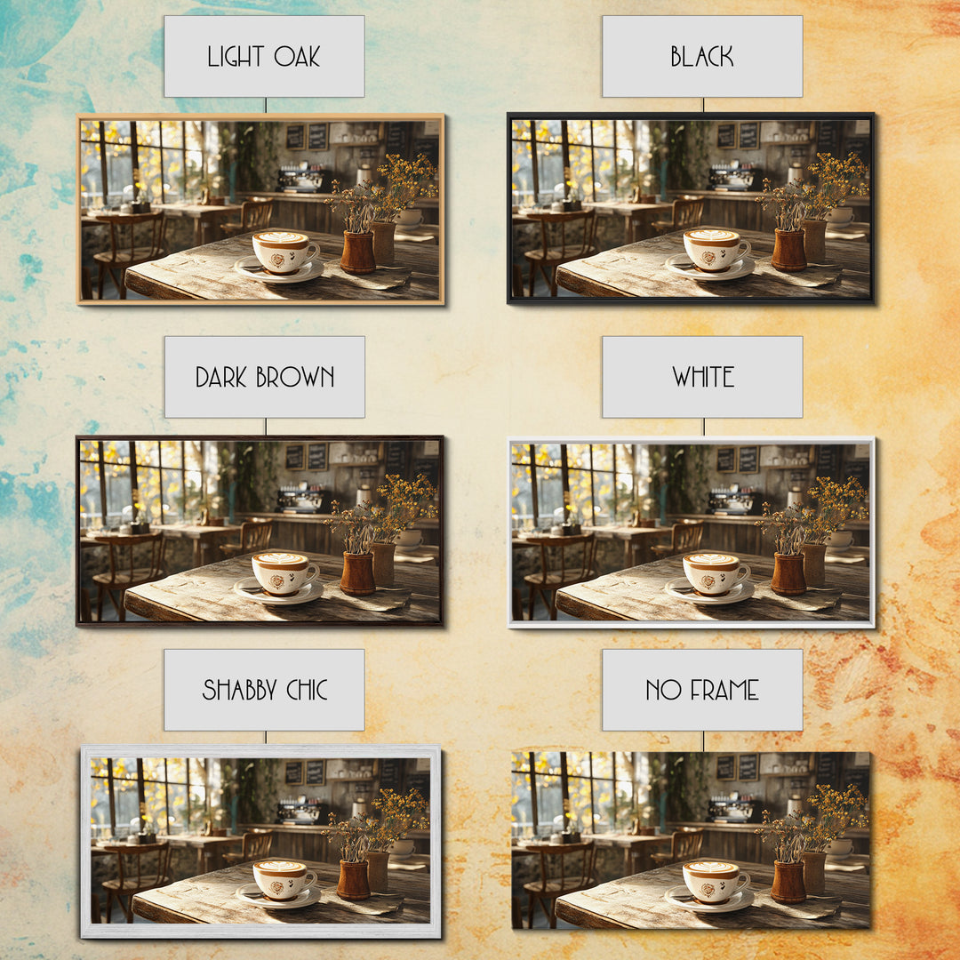 Cozy Cafe Latte Framed Canvas Print - Coffee Wall Art Kitchen Decor - Rustic Farmhouse Style Food Review Art - Gift Idea Her