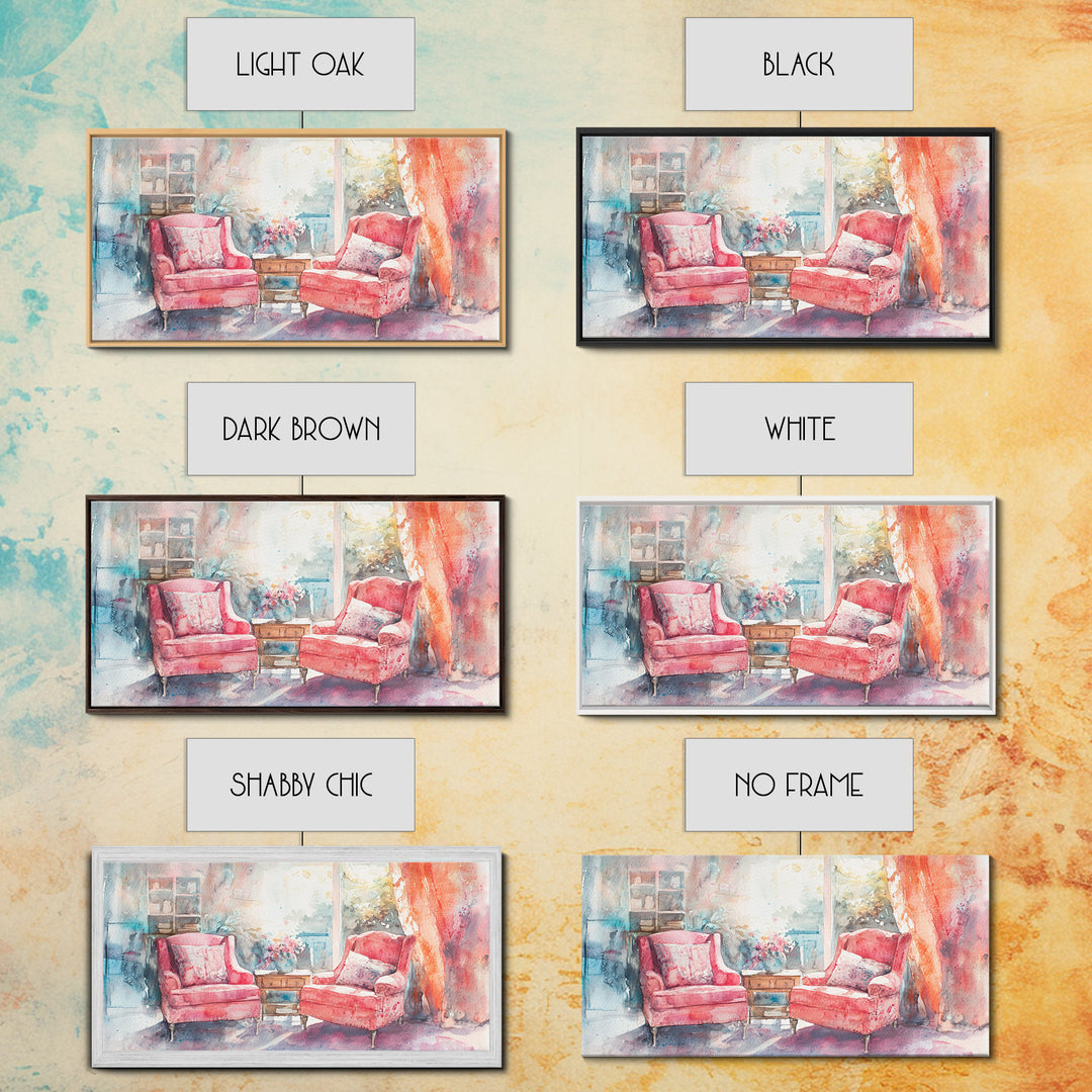 Cozy Armchair Canvas Print | Farmhouse Living Room Wall Art | Rustic Decor | Framed Canvas Print Gift Idea | Above Couch Pink Art