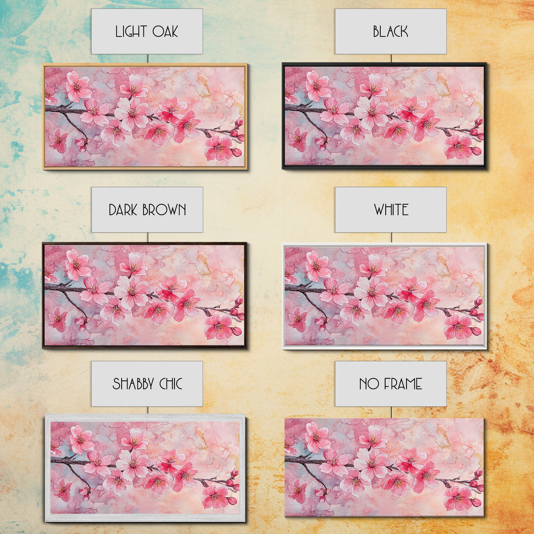 Cherry Blossom Branch Canvas Print | Cherry Blossom Painting, Light Pink Wall Art, Nature-Inspired Decor, Botanical Prints, Bedroom Art