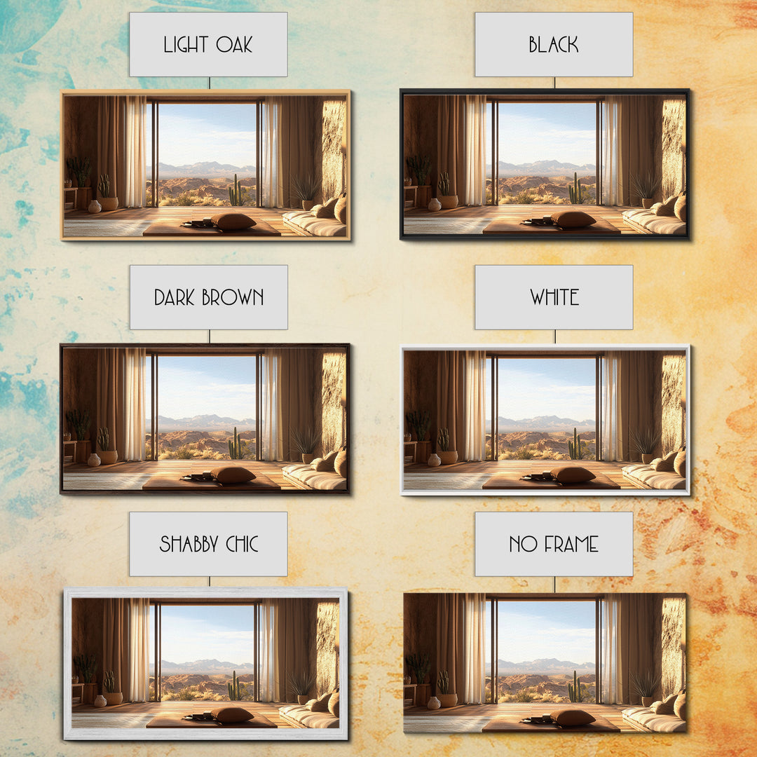 Canvas Print of Rustic Southwest Desert Scene with Cactus and Mountains, Southwest Home Decor, Rustic Living Room Wall Art