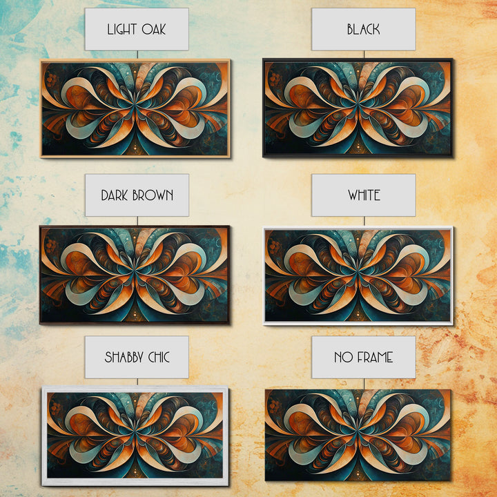 Butterfly Abstract Framed Canvas Print, Geometric Wall Art Moody Modern Decor, Sacred Geometry Artwork Idea Horizontal Living Room Design