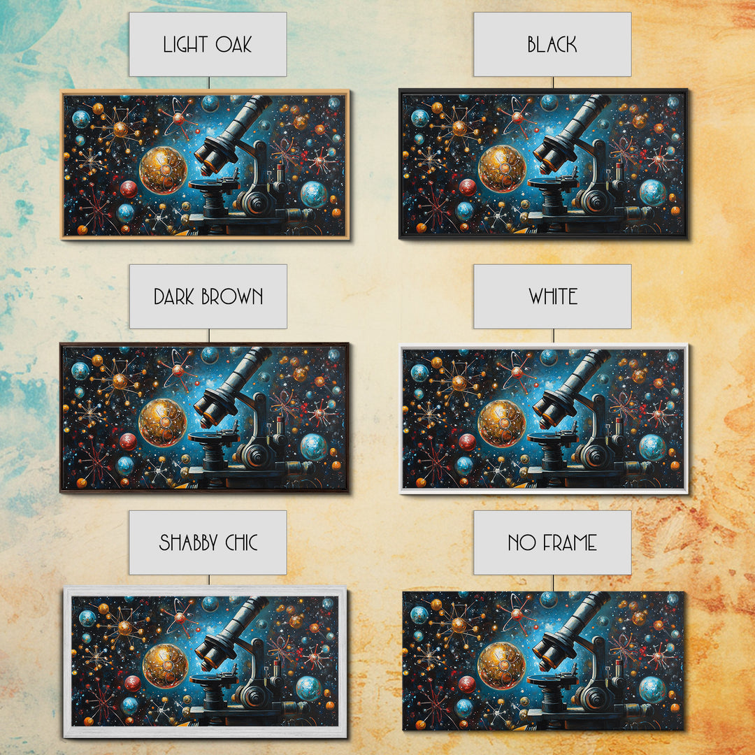 Astronomy Science Art Canvas Print, Microscope Cosmos Molecular Wall Art, Horizontal Living Room Decor, Unique Gift Idea Him Her