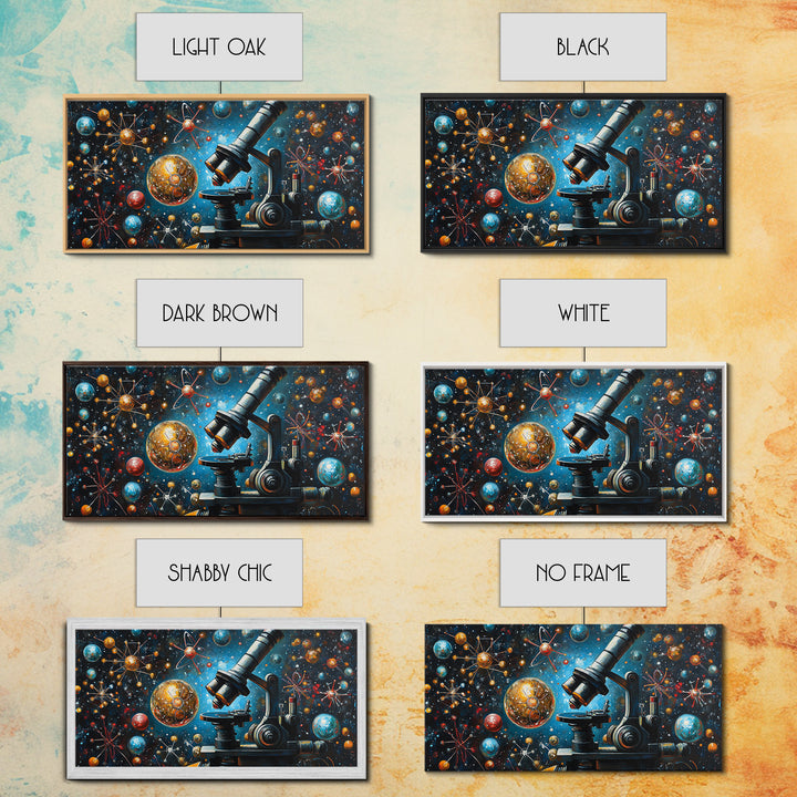 Astronomy Science Art Canvas Print, Microscope Cosmos Molecular Wall Art, Horizontal Living Room Decor, Unique Gift Idea Him Her