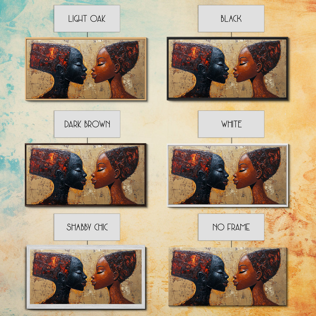 Bold African Women Framed Canvas Print, Afrocentric Art Wall Decor, Moody Bedroom Art, Unique Living Room Art Gift Idea