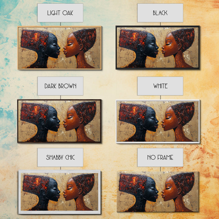 Bold African Women Framed Canvas Print, Afrocentric Art Wall Decor, Moody Bedroom Art, Unique Living Room Art Gift Idea