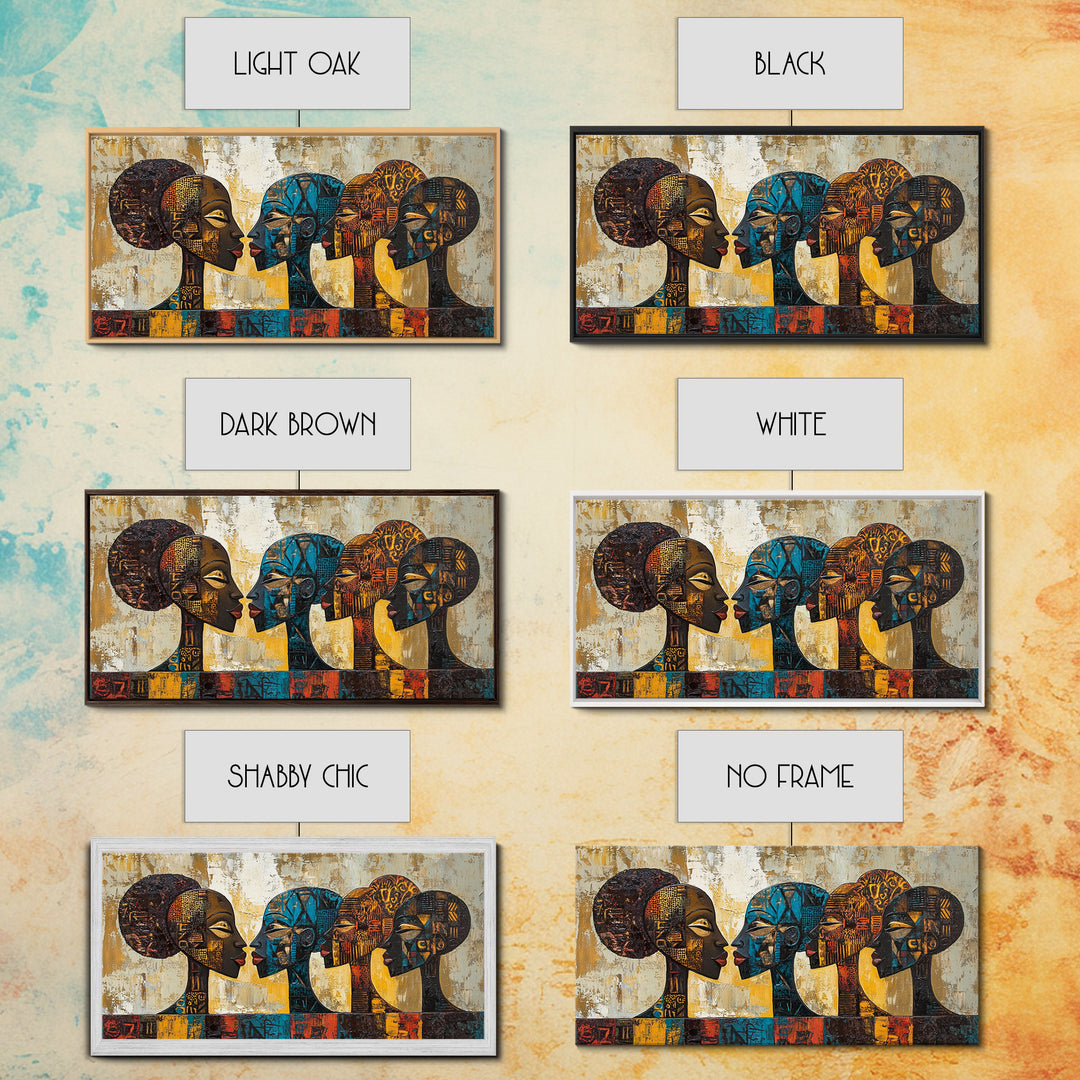 Afrocentric Geometric Art Framed Canvas Print, African Wall Decor, Bold Living Room Art, Unique Therapy Gift Idea Him Her