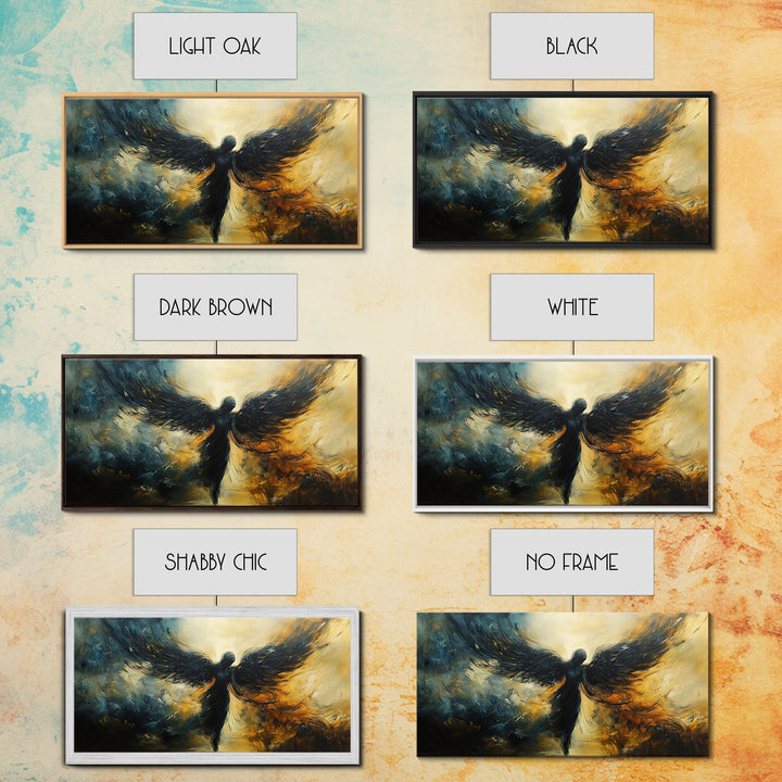 Dark Angel Framed Canvas Print with Moody Art and Dark Angels Wall Art Perfect Gothic Bedroom or Living Room Statement Piece