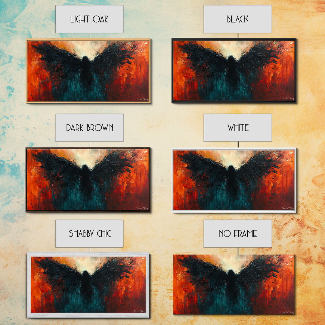 Phoenix Metal Inspired Framed Canvas Print with Bold Moody Art Stunning Southwest Wall Art for Bedroom or Living Room