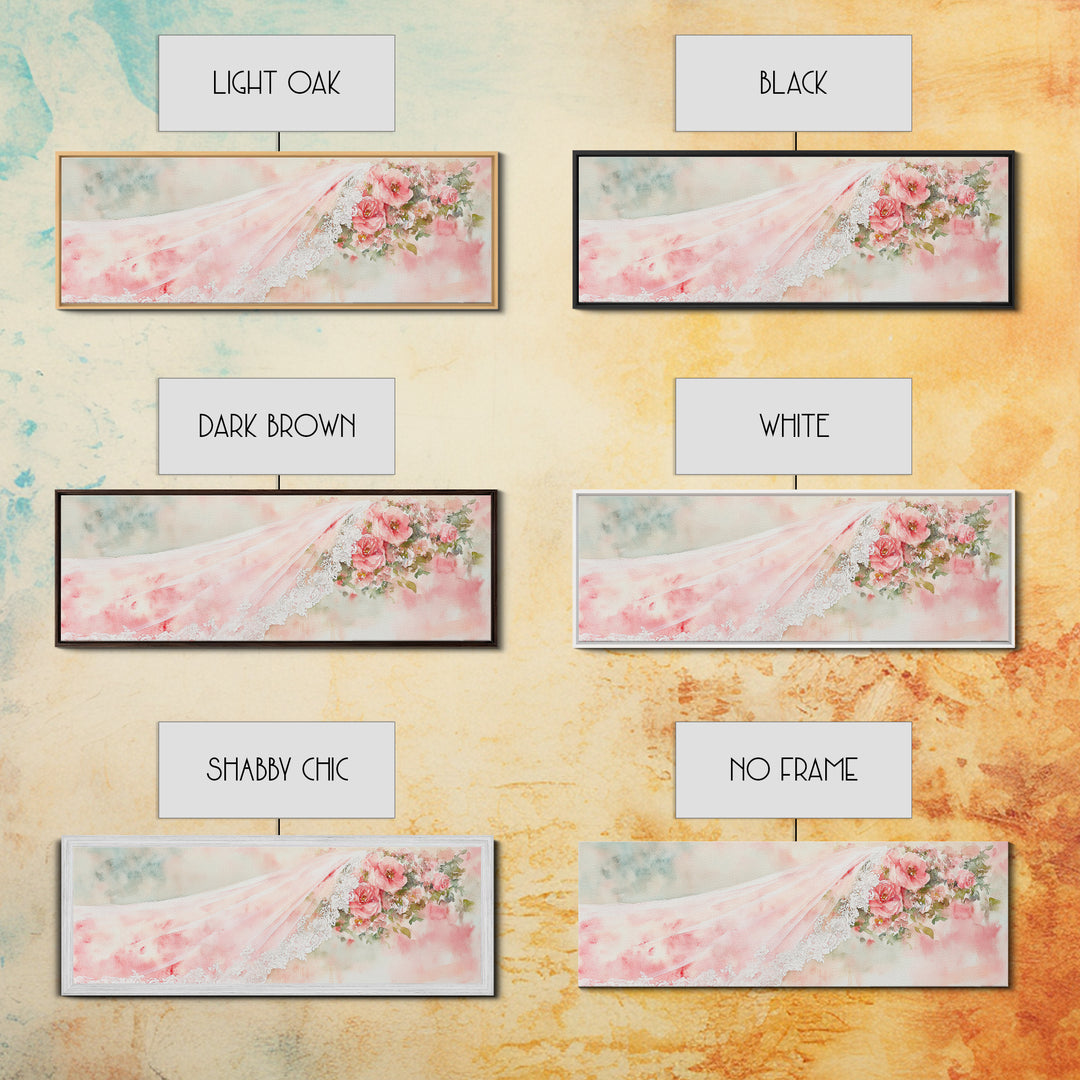 Romantic Rose Painting Canvas Print Featuring Bridal Lace, Botanical Prints Ideal Bedroom Art or Wedding Gift Idea