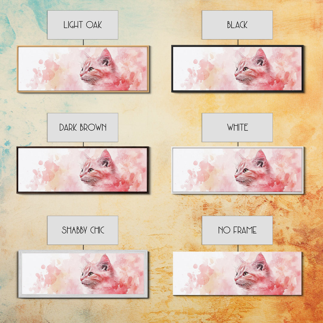 Cat Portrait Canvas Print with Pink Abstract Background, Light Pink Wall Art Perfect Gift Idea, Rustic Decor for Animal Lovers