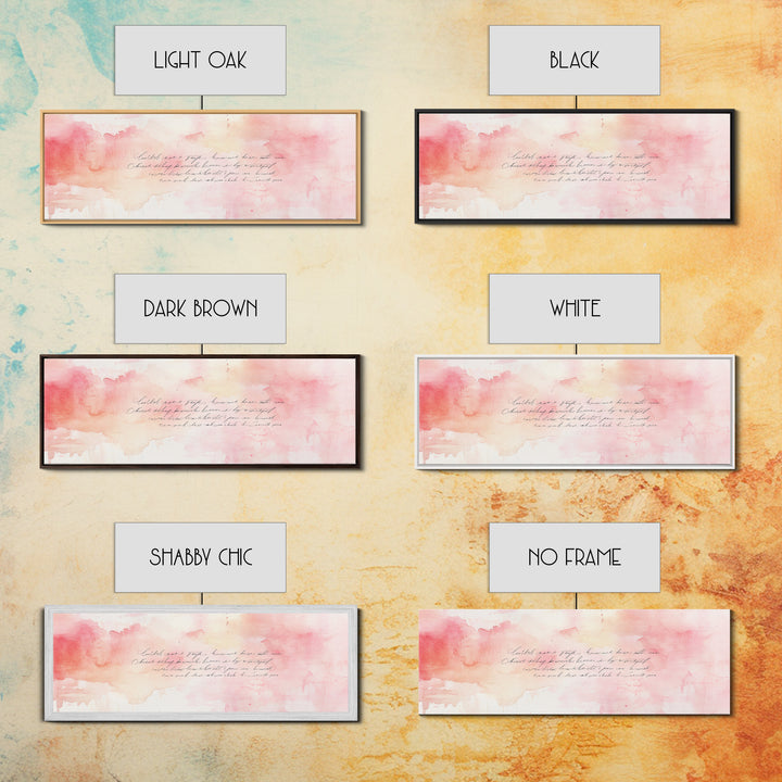 Romantic Calligraphy Canvas Print with Pink Abstract Art, Minimalist Wabi Sabi Aesthetic, Bedroom or Living Room Horizontal Wall Art