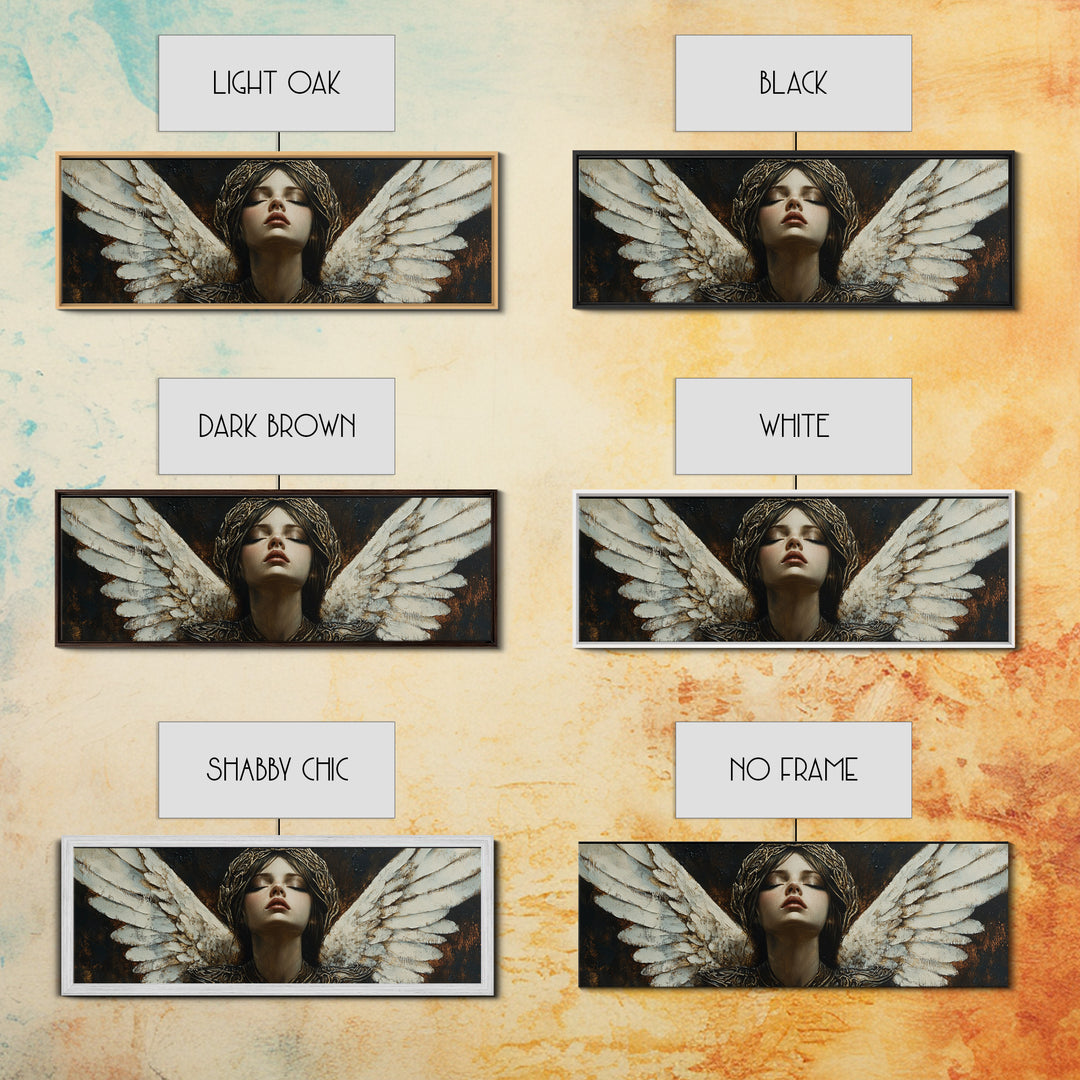 Angelic Portrait Canvas Print Goddess Art Print Dark Angels Wall Art Elegant Bedroom Decor Moody Painting Original Living Room Art