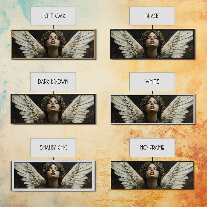 Angelic Portrait Canvas Print Goddess Art Print Dark Angels Wall Art Elegant Bedroom Decor Moody Painting Original Living Room Art