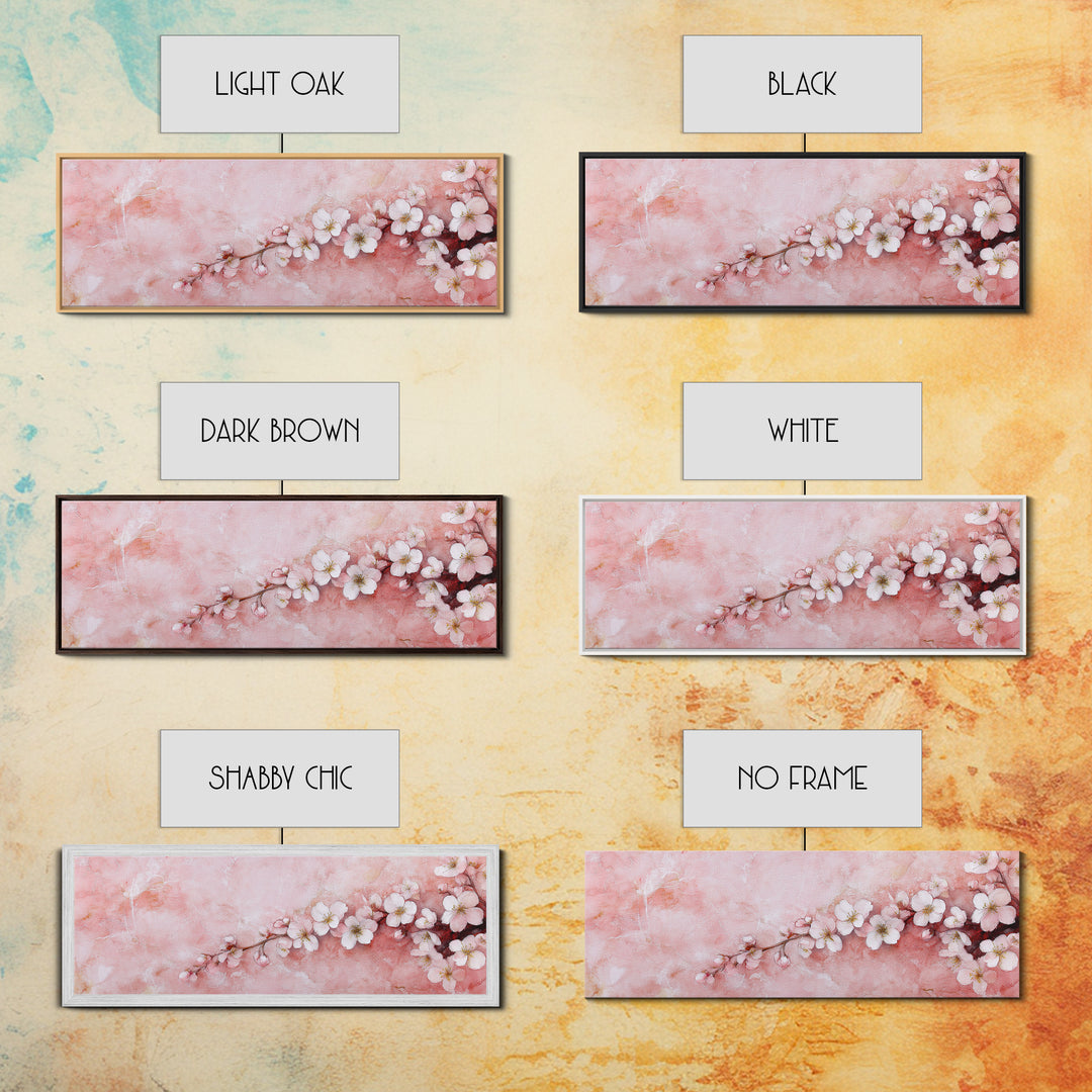 Cherry Blossom Branch Canvas Print, Light Pink Wall Art, Botanical Art, Bedroom Decor, Spring Floral Art, Rustic Wall Art
