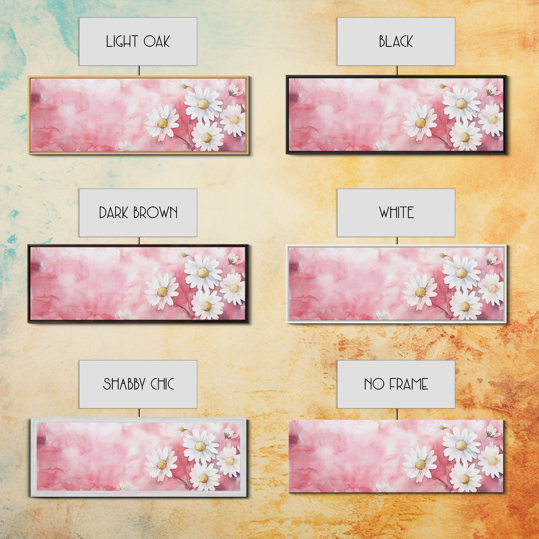 Daisy Flower Wall Art, Canvas Print, Light Pink and White Minimalist Artwork, Botanical Prints Style, Bedroom Whimsical Decor