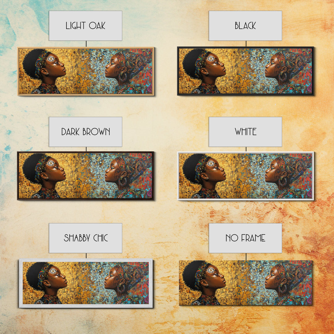 Afrocentric Canvas Print African Tribal Art Modern Boho Decor Guest Room Wall Art Horizontal Living Room Art Unique Painting