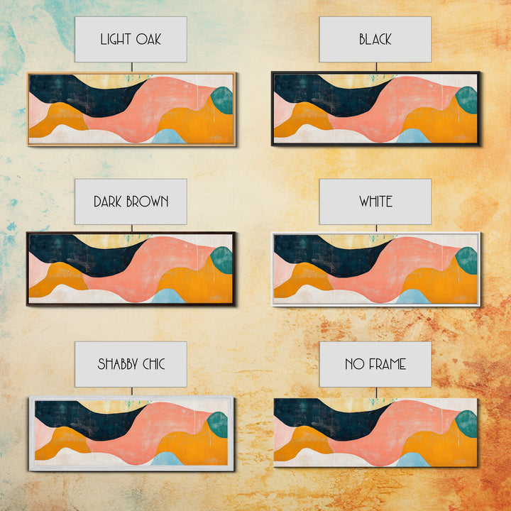 Coastal Abstract Framed Canvas Print Nautical Painting Coastal Landscape Artwork Seascape Wall Art Living Room Ocean Horizontal Decor