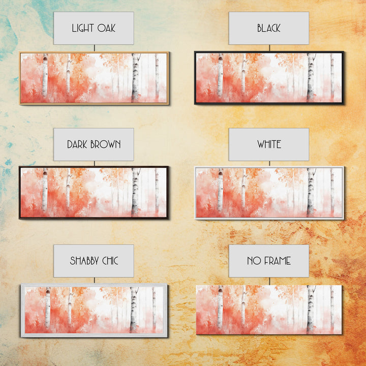 Autumn Birch Trees Canvas Print, Vibrant Fall Landscape Art, Horizontal Wall Art Rustic Decor Gift Idea Living Room Decoration