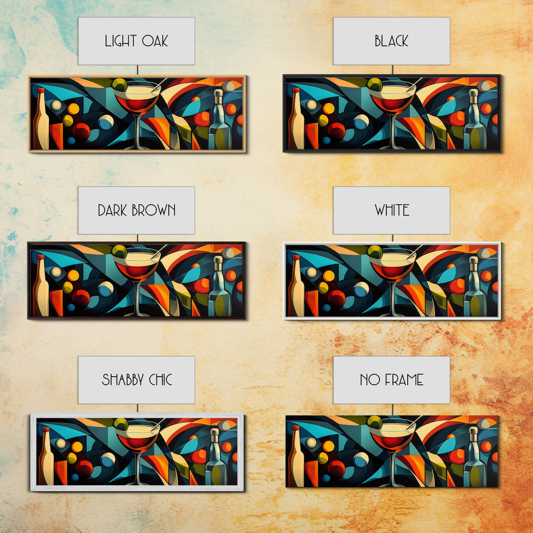 Abstract Martini Framed Canvas Print Espresso Martini Wall Art Modern Cocktail Art Kitchen Bar Decor Bold Geometric Wall Artwork