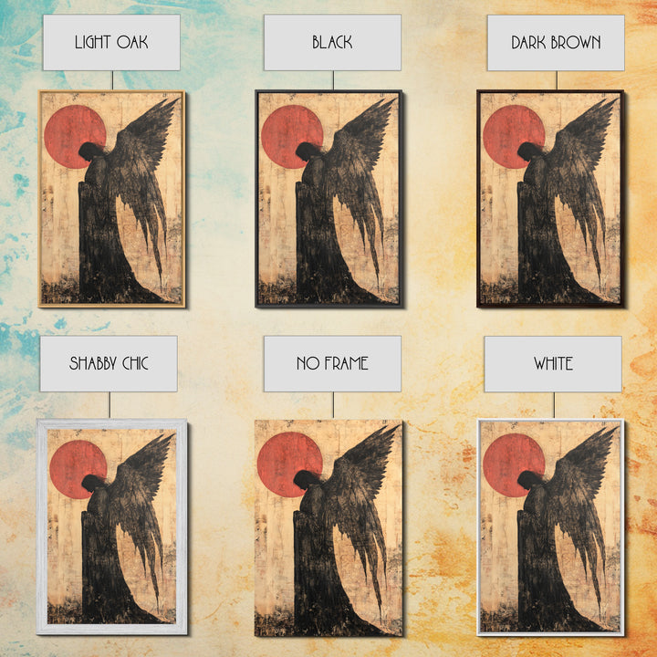 Dark Angel Silhouette Canvas Print Gothic Angel Art Prints Moody Abstract Artwork Dark Romance Wall Art Unique Gift Idea