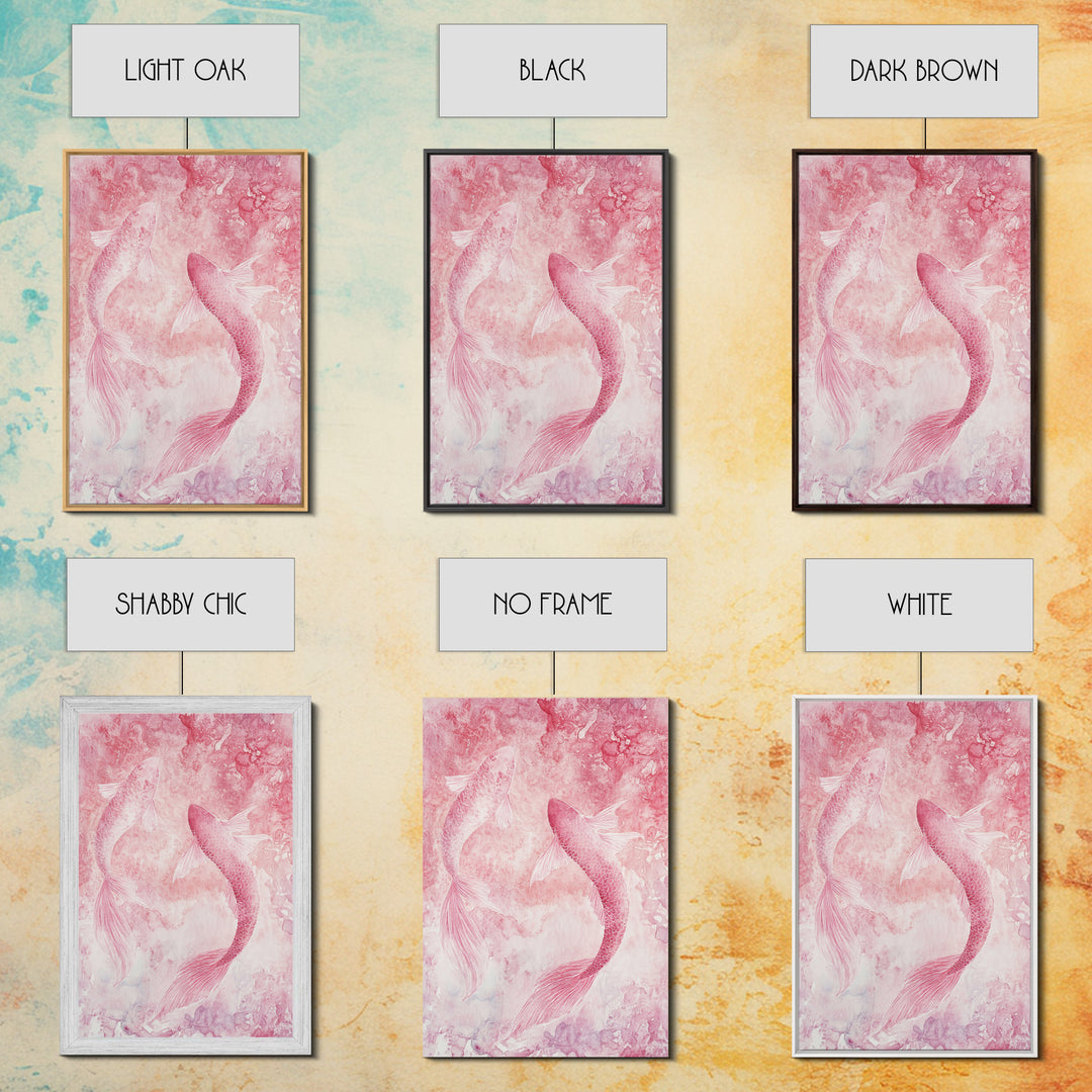 Canvas Print Koi Fish Painting Pink Abstract Art Zen Wall Art Minimalist Artwork Living Room Decor Gift Idea Bedroom Wall Art