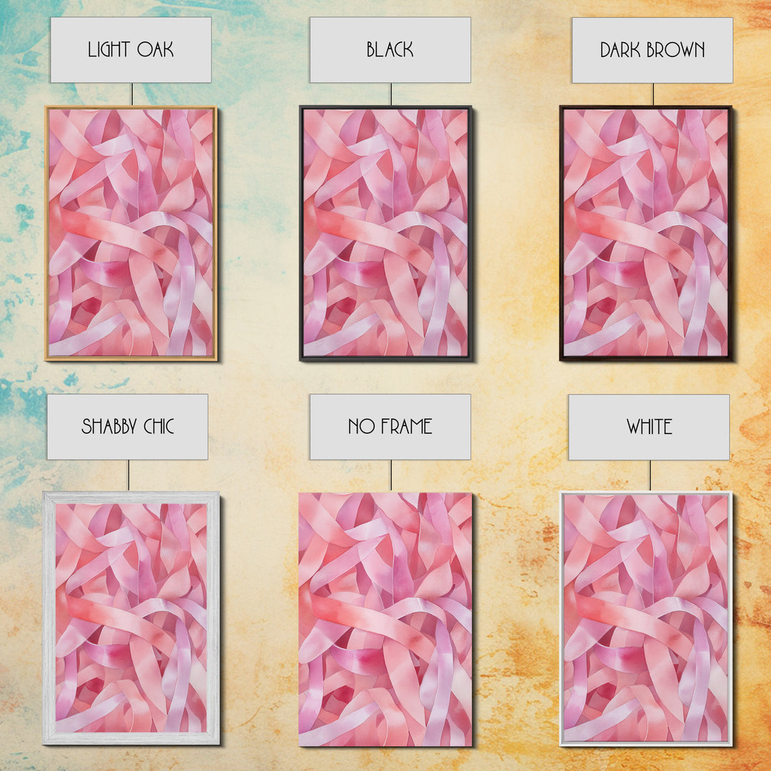 Abstract Pink Ribbon Canvas Print in Soft Light Pink Shades Minimalist Living Room Art Wabi Sabi Wall Art Perfect Gift Idea