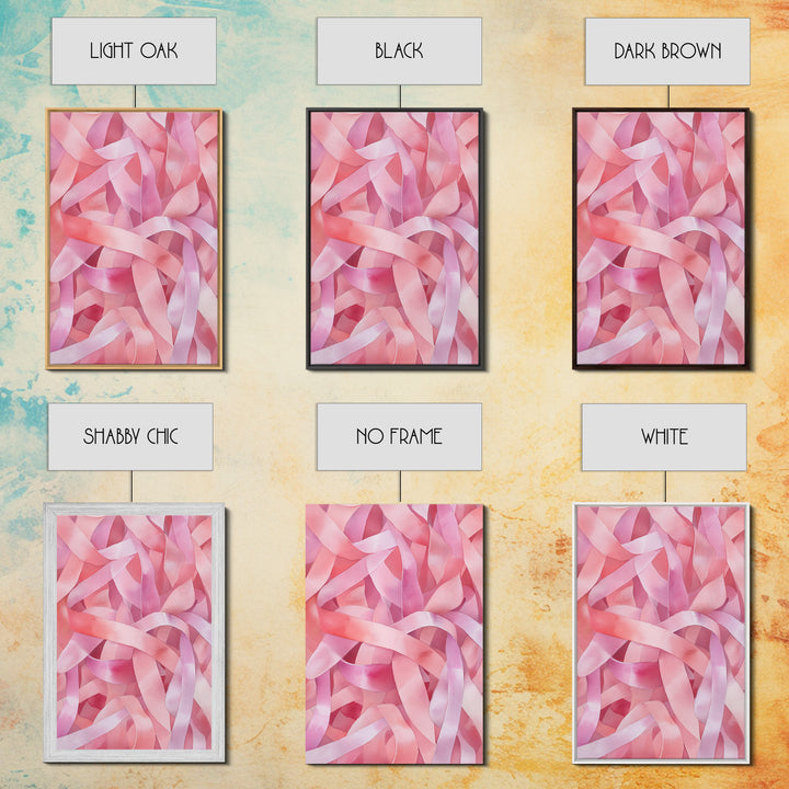 Abstract Pink Ribbon Canvas Print in Soft Light Pink Shades Minimalist Living Room Art Wabi Sabi Wall Art Perfect Gift Idea