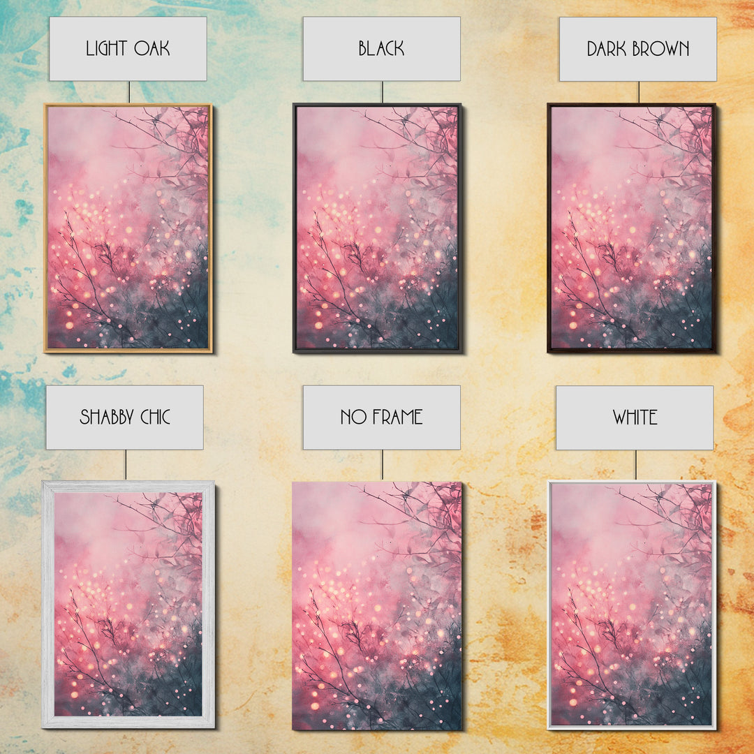 Soft Pink Glow Framed Canvas Print | Cherry Blossom Painting | Light Pink Wall Art | Wabi Sabi Art | Above Sofa Decor | Living Room Art