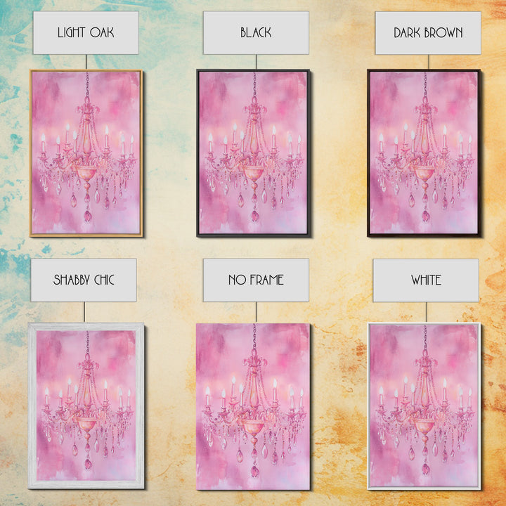 Elegant Pink Chandelier Canvas Print | Romantic Light Wall Art | Rustic Wall Decor | Bedroom Accent | Above Sofa Art | Farmhouse Vibe