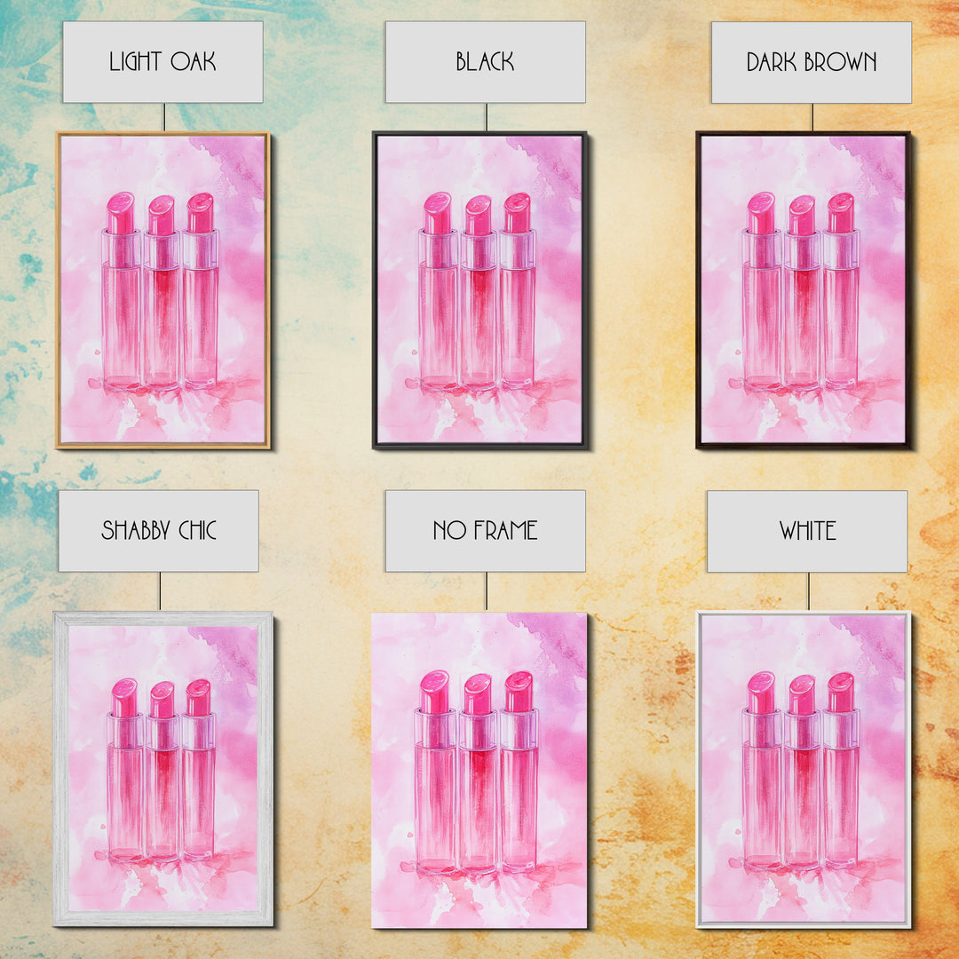 Light Pink Lipstick Trio Canvas Print, Whimsical Art, Makeup Wall Art, Pink Abstract Art, Feminine Decor, Bedroom Art, Gift Idea for Her