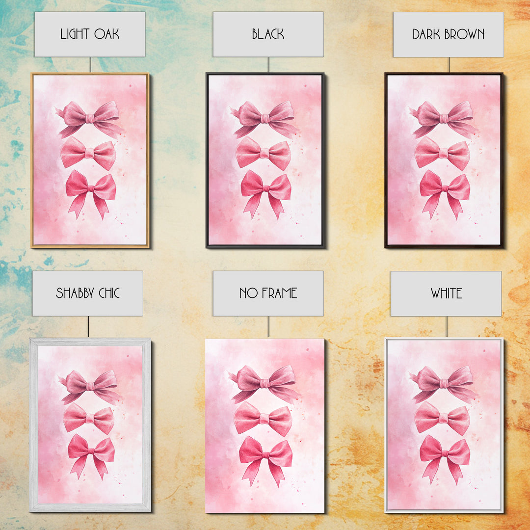 Pink Ribbon Trio Canvas Print, Feminine Wall Art, Light Pink Wall Art, Gift Idea for Her, Whimsical Art, Minimalist Art, Bedroom Wall Decor