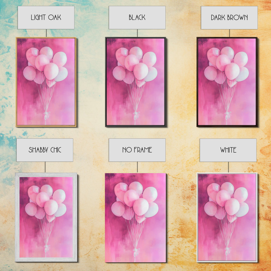 Pink Balloons Canvas Print, Whimsical Art, Pink Abstract Art, Party Wall Art, Light Pink Wall Art, Living Room Art, Artistic Decor, Gift Idea