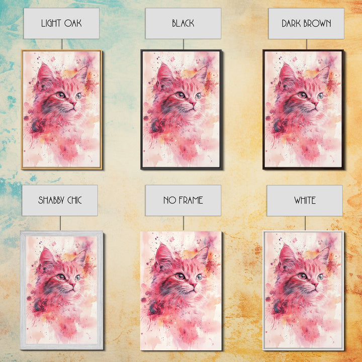 Pink Cat Portrait Canvas Print, Whimsical Art, Feline Wall Art, Light Pink Wall Art, Bedroom Art, Artistic Decor, Gift Idea for Cat Lovers