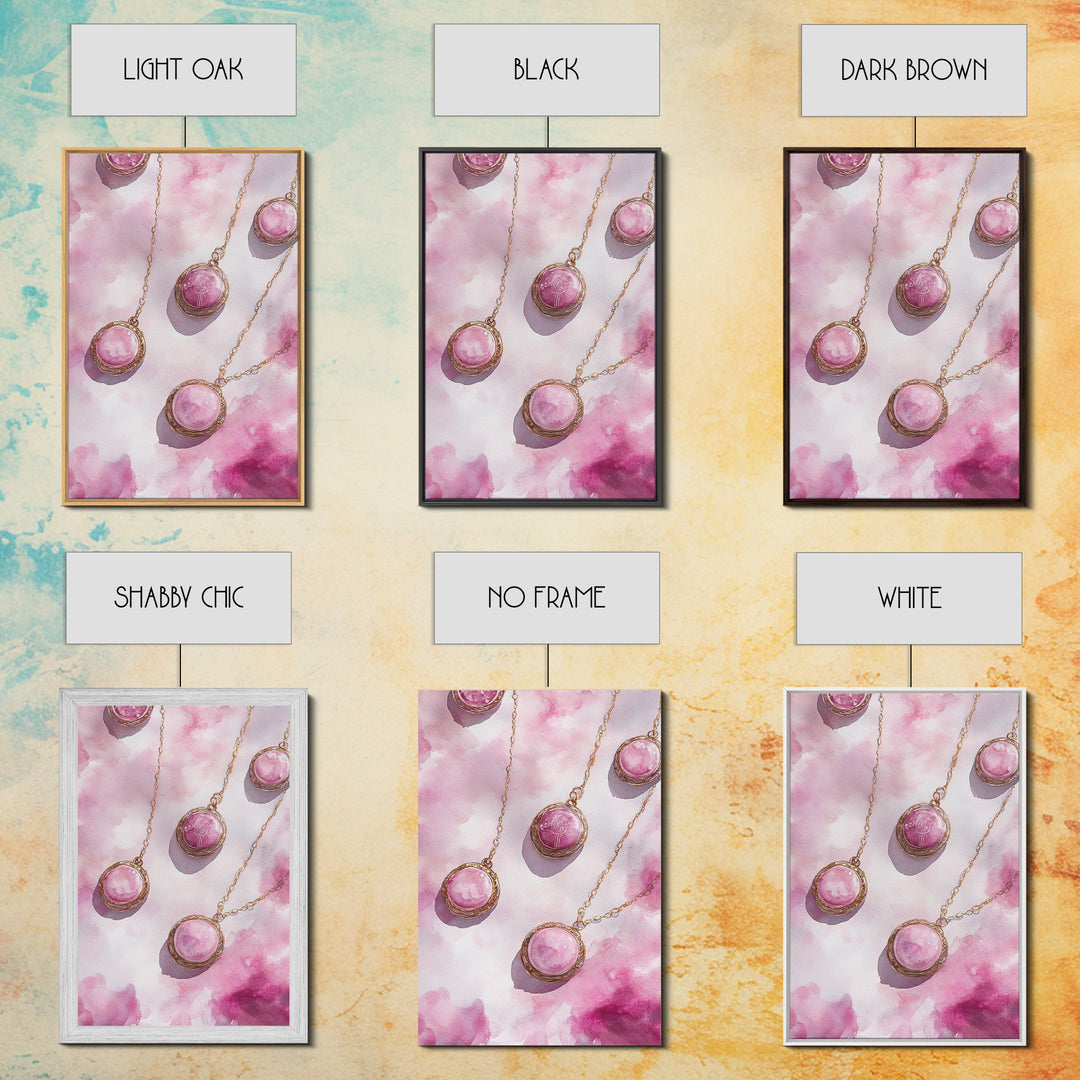 Abstract Pink Pendant Canvas Print Featuring Geometric Wall Art Light Pink Jewelry Artwork Great Gift Idea Minimalist Boho Decor