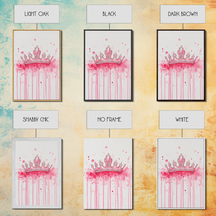 Pink Crown Canvas Print Framed Royal Aesthetic Art Whimsical Wall Art Light Pink Accent Bedroom or Living Room Rustic Decor Gift