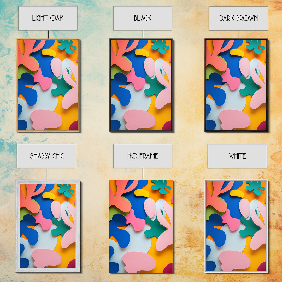 Bold Abstract Organic Shapes Canvas Print, Contemporary Chinoiserie Wall Art, Vibrant Boho and Minimalist Design for Modern Spaces
