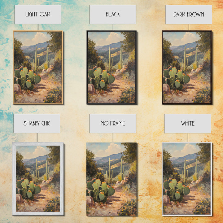 Cactus Bloom Framed Canvas Print Rustic Wall Art Living Room Decor Farmhouse Wall Art Original Painting Gift Idea Landscape Art