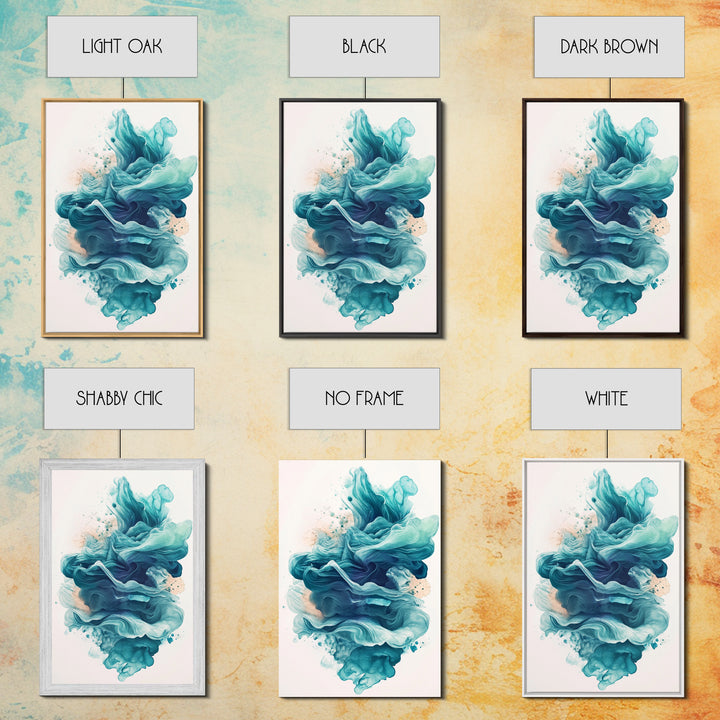 Abstract Teal Ocean Waves Canvas Print Coastal Wall Art Nautical Decor Living Room Accent Unique Gift Idea Zen Artwork