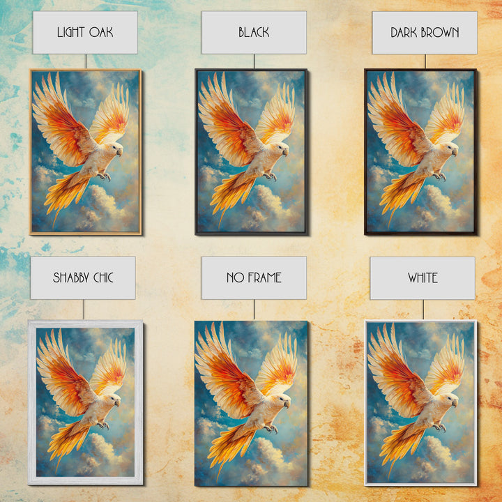 Parrot in Sky Canvas Print | Tropical Bird Art Original Painting | Coastal Cowgirl Wall Art | Vibrant Nautical Decor Living Room Print