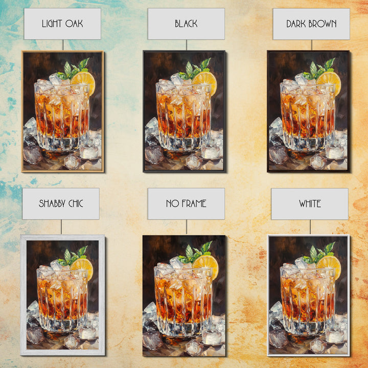 Lemon Whiskey Drink Canvas Print | Bar Kitchen Wall Art | Decor Martini Painting | Living Room Gift Idea for Him Art Print