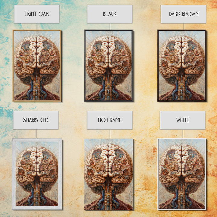 Intricate Human Brain Anatomy Framed Canvas Print Science Art Therapy Decor Unique Wall Art Guest Room Office Gift