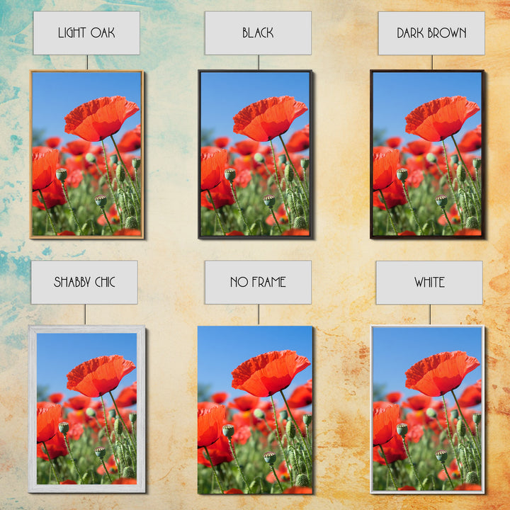 Vibrant Poppy Field Framed Canvas Print, California Poppy Art, Rustic Landscape Wall Art, Bedroom Art, Farmhouse Living Room Decor