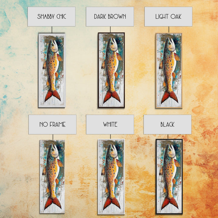 Abstract Trout, Fish Wall Art, Rustic Decor, Fly Fishing Art, Nautical Painting, Coastal Wall Art, Canvas Print