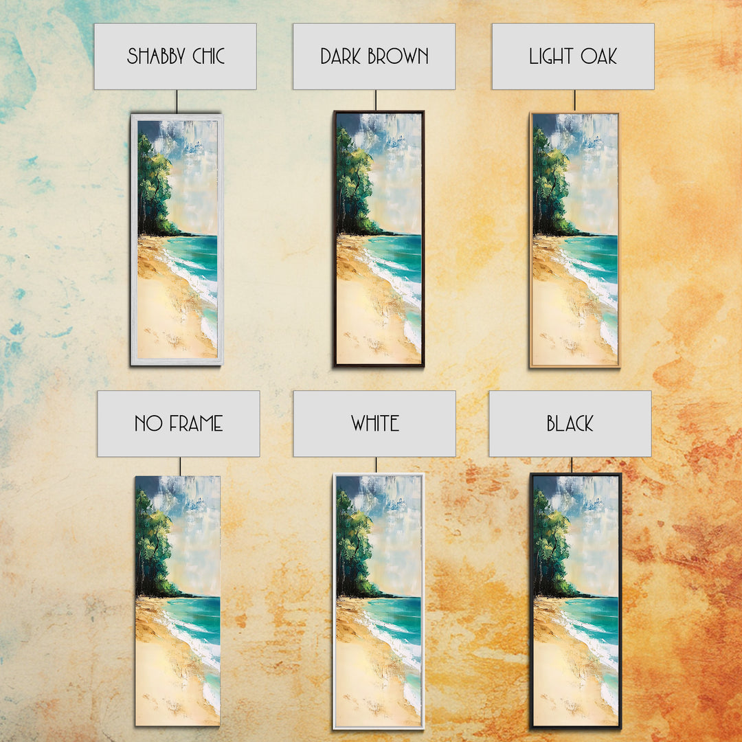 Beach Shoreline, Coastal Painting, Nautical Wall Art, Ocean Landscape, Minimalist Art, Framed Canvas Print