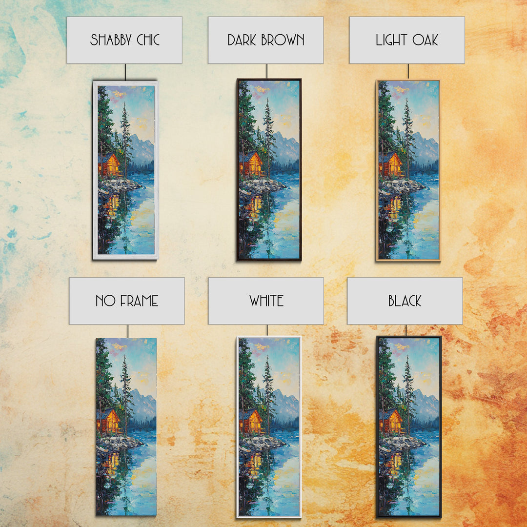 Cabin Retreat, Lake Tahoe Art, Rustic Landscape, Mountain Painting, Pine Tree Art, Framed Canvas Print