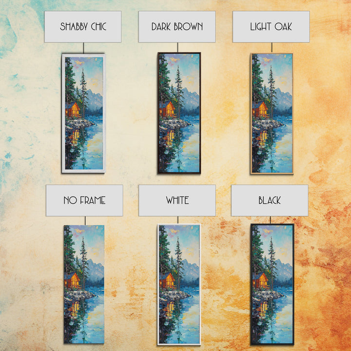 Cabin Retreat, Lake Tahoe Art, Rustic Landscape, Mountain Painting, Pine Tree Art, Framed Canvas Print