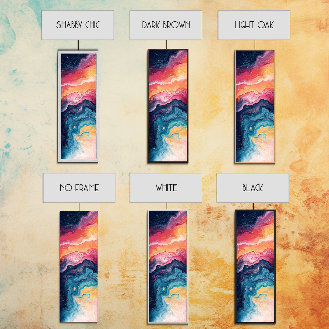 Cosmic Waves, abstract painting, sacred geometry wall art, pink orange wall art, modern home decor, Framed Canvas Print